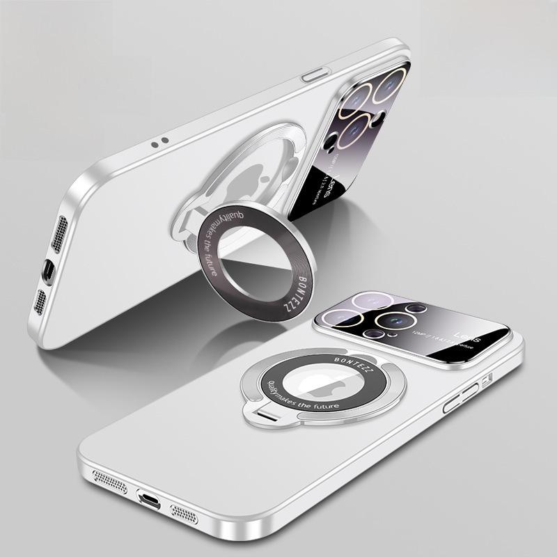"iPhone 16 Pro Max Frosted Case with Magnetic Metal Bracket for Apple 15"