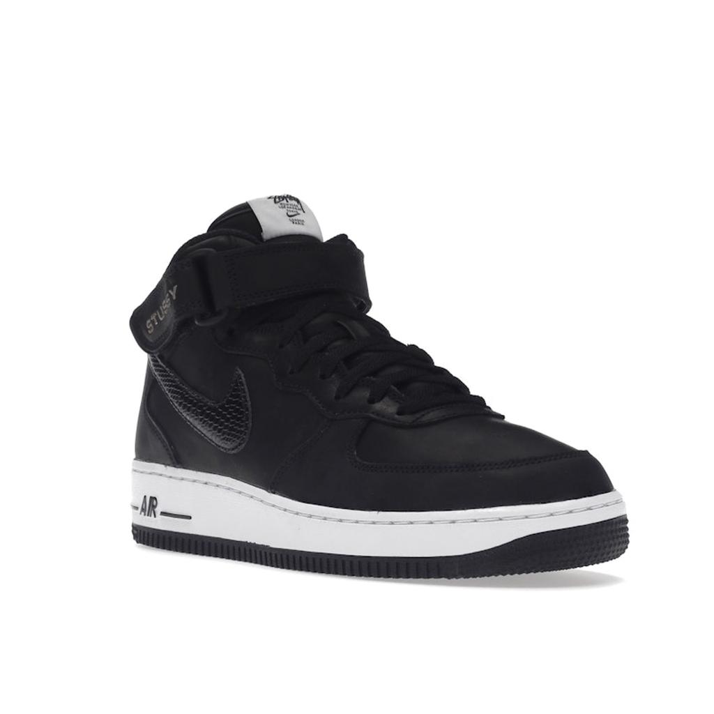 Stussy x Nike Air Force 1 Mid Černá hadí kůže Unisex Tenisky DJ7840-001