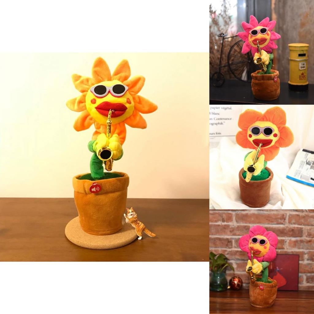 Saxophone Sunflower Plush Toy With Singing And Dancing Functions For Kids Gift