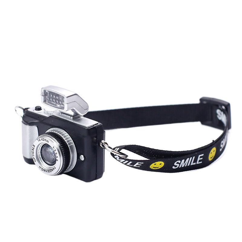 Smiling Plush Toy Dog with Webbing Strap and Sounding Cartoon Camera Pendant Necklace