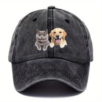 1pc Cat Dog Vintage Baseball Cap | Pet Lover Hat with Cute Animal Design, Lightweight All-Season Gift for Owners