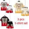 Europäisches und Amerikanisches Streetwear Kinder Kurzarm T-Shirt Shorts Set 3D Kreuz Totenkopf Druck Jungen und Mädchen Locker Lässig Sportanzug