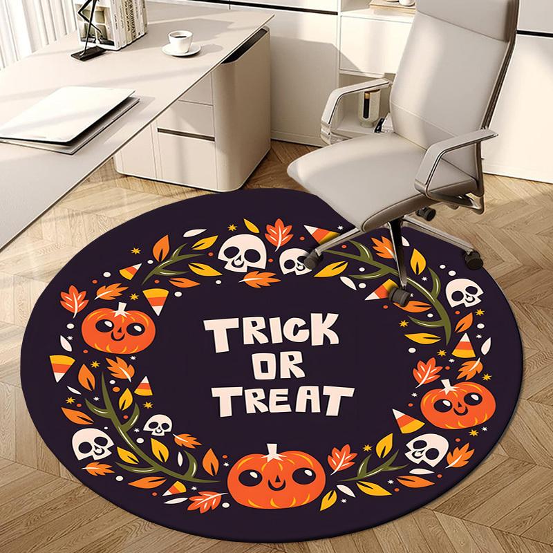 1pc Office Carpet Chair Mats Halloween Trick or Treat Wreath Perfect for Decorating Office Chairs, Living Rooms, Or Bedrooms.YDT032