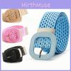 Summer Candy Color Woven Leather Belt For Women With Plastic Buckle Stylish Casual Dress Accessory