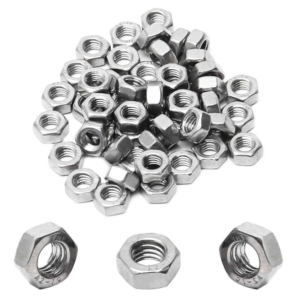 100pcs M4-0.7 Hex Nut, 304 Stainless Steel, M4 X 0.7mm Tiny Nuts Fasteners, Hex Drive, Metric, Right Hand, Small Replacement Nut