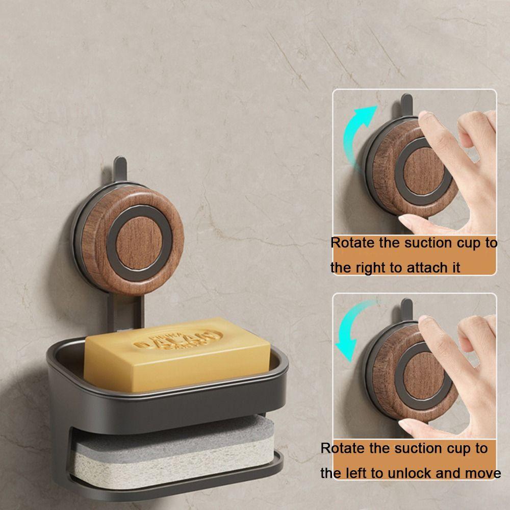 Plastic Double Layer Soap Rack Drill-Free Vacuum Suction Soap Dish Soap Sponge Holder Kitchen