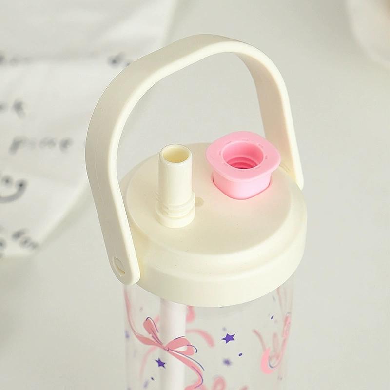 New Plastic Water Bottle With Straw Lid Portable Large Capacity Bubble Milk Tea Cups for Children Students Leak Proof Coffee Cup