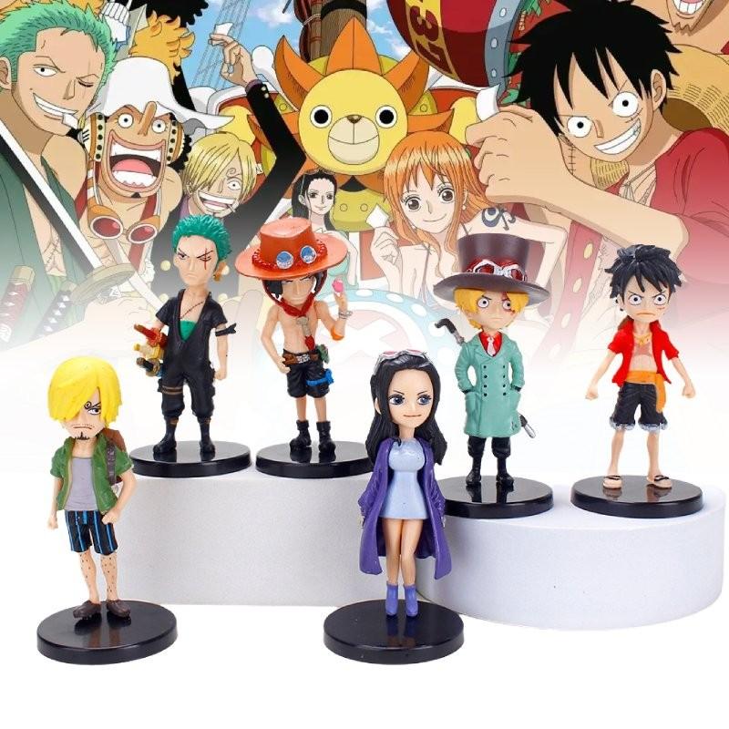 One Piece 6pcs Role Pvc Toy Model Desktop Decoration Children Christmas Gift