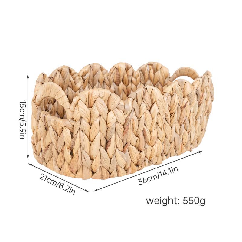 Fan-shaped Water Hyacinth Woven Storage Basket