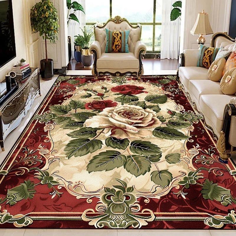 Luxurious Retro Rugs Living Room European Decoration Sofa Area Door Floot Mat Bedroom Cloakroom Soft Non-slip Carpet Home Decor
