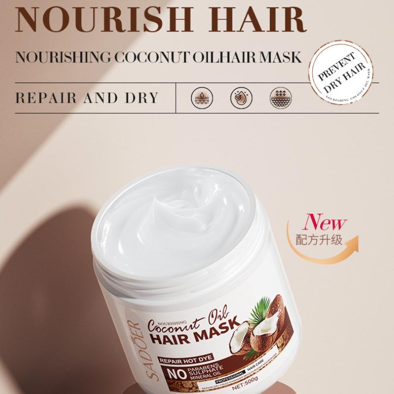 Kokosnuss Haarmaske SADOER Verbessert Frizz und Spendet Feuchtigkeit Großpackung Spülung