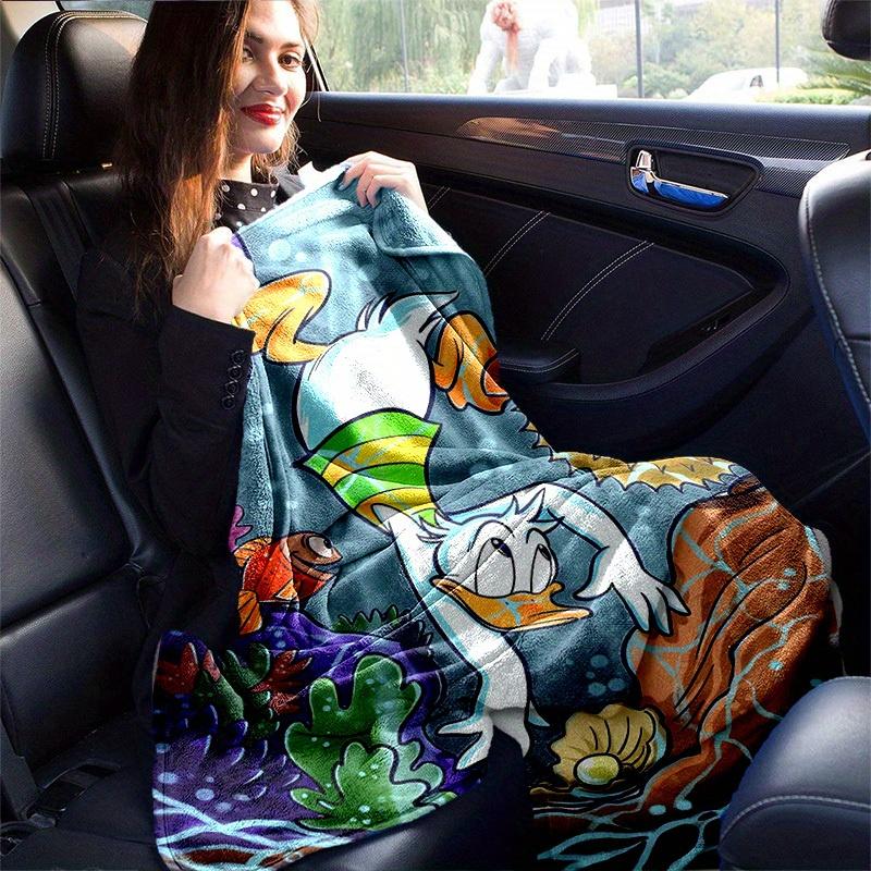 1pc Cartoon Puffer Fish and Donald Duck Design Blanket, Home Decorative Throw Blanket for All Seasons, Living Room, Travel, Camping, Car Bla