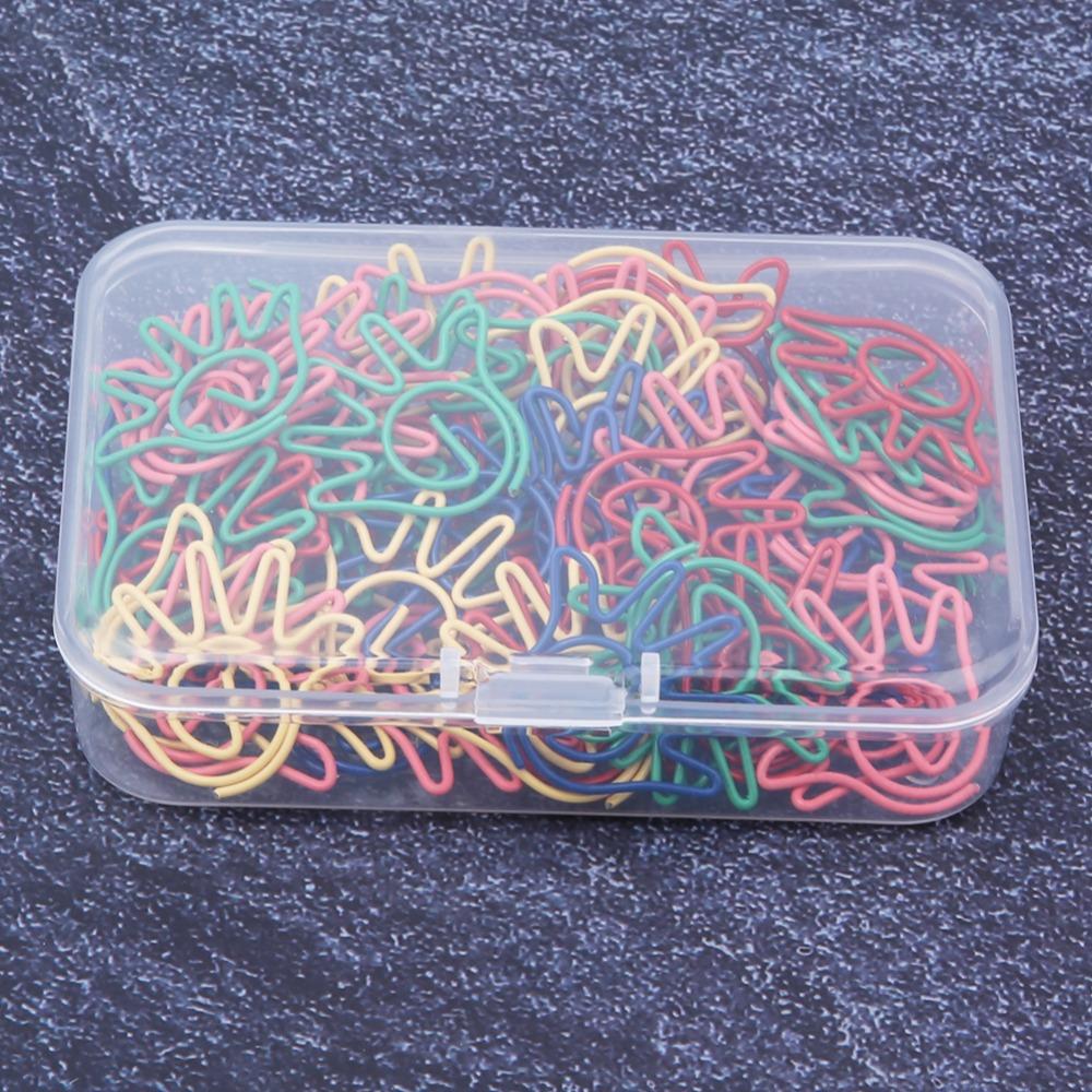 60pcs with Storage Box Paper Clip Hand Shaped School Stationery Cute Memo Clips  Office Supplies