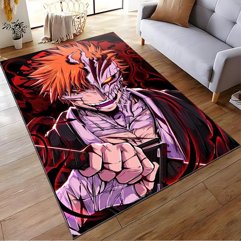 Anime-Inspired Carpet with Fiery Character Design Red Art Style Suitable for use as an anti-slip for living room bedroom sofas