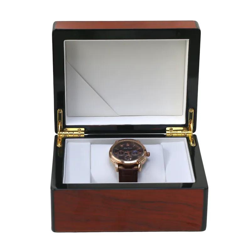 High-End Wood Grain Magnetic Flip Watch Display and Storage Box