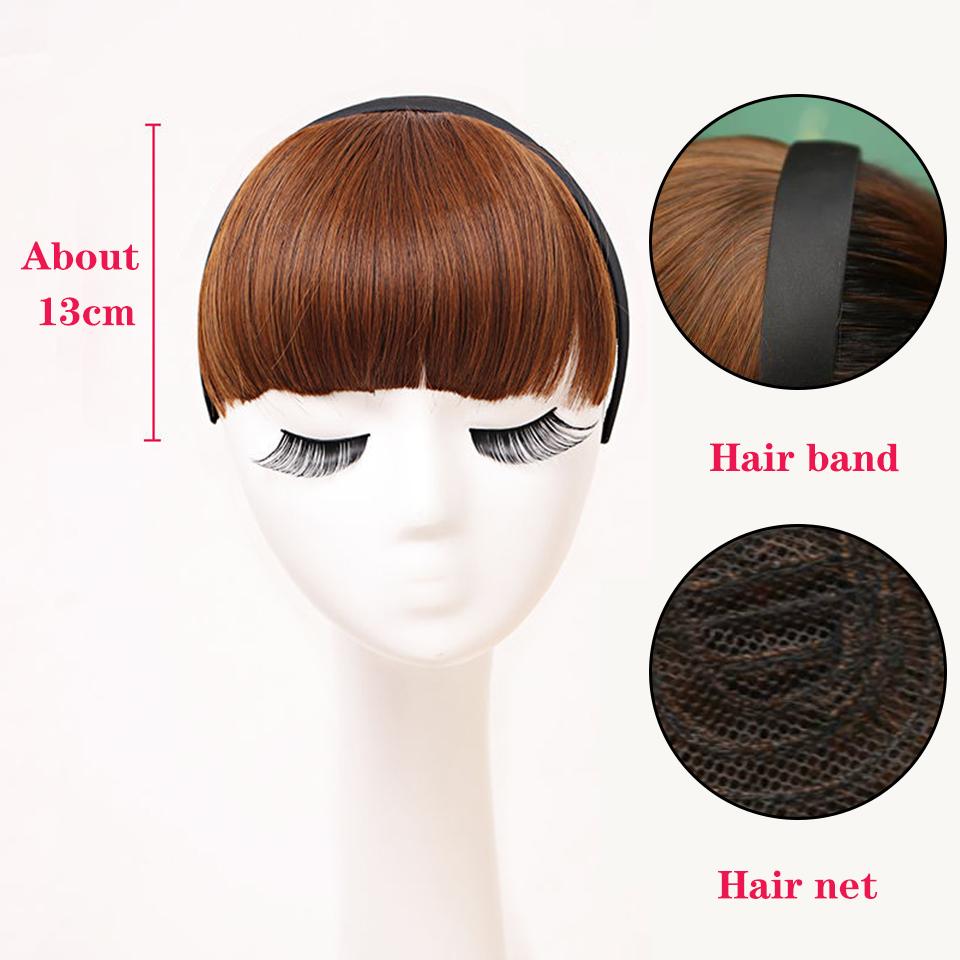 Synthetic Heat Resistant Hair Neat Fringe With Braids Headband Blunt Bangs Hair Extensions For Women Hairpieces