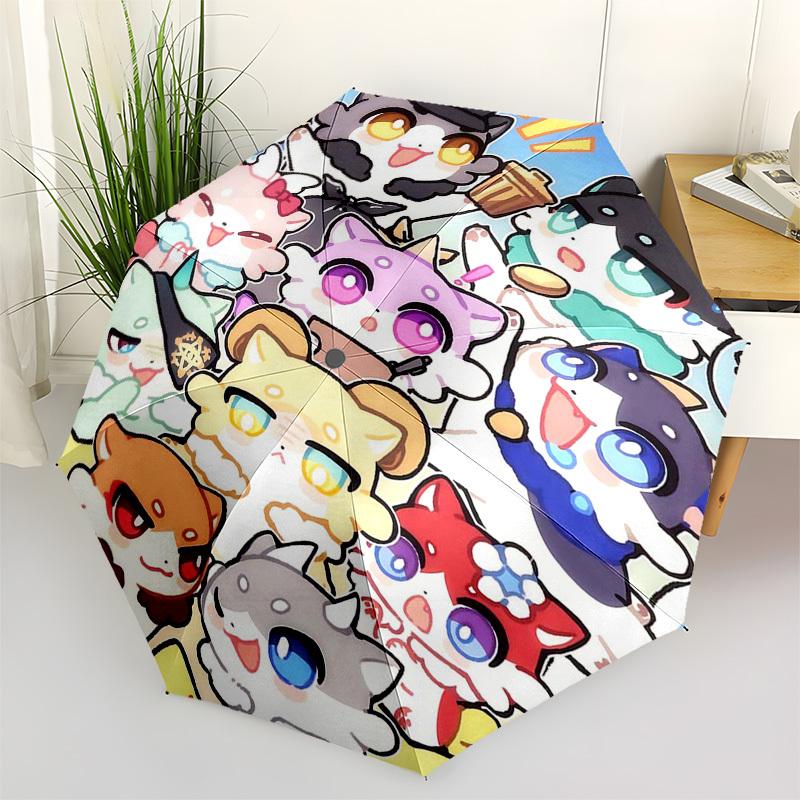 

1pc Outdoor Umbrella with Cute Cat Characters - Automatic Opening/Closing, Portable 3-Fold Design, 8-Bone Iron Frame - Perfect Gift for Fans, Tra