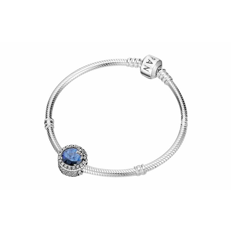 Pandora Blue shiny snowflake charm snake chain base 925 silver bracelet women s multi-color HZYT00081