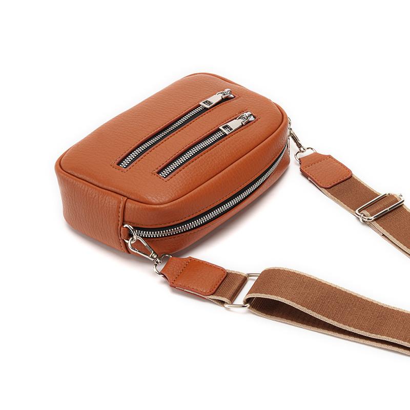 IELGY Ladies Messenger Bag Wide Shoulder Strap Double Zipper Simple Fashion Small Square Bag