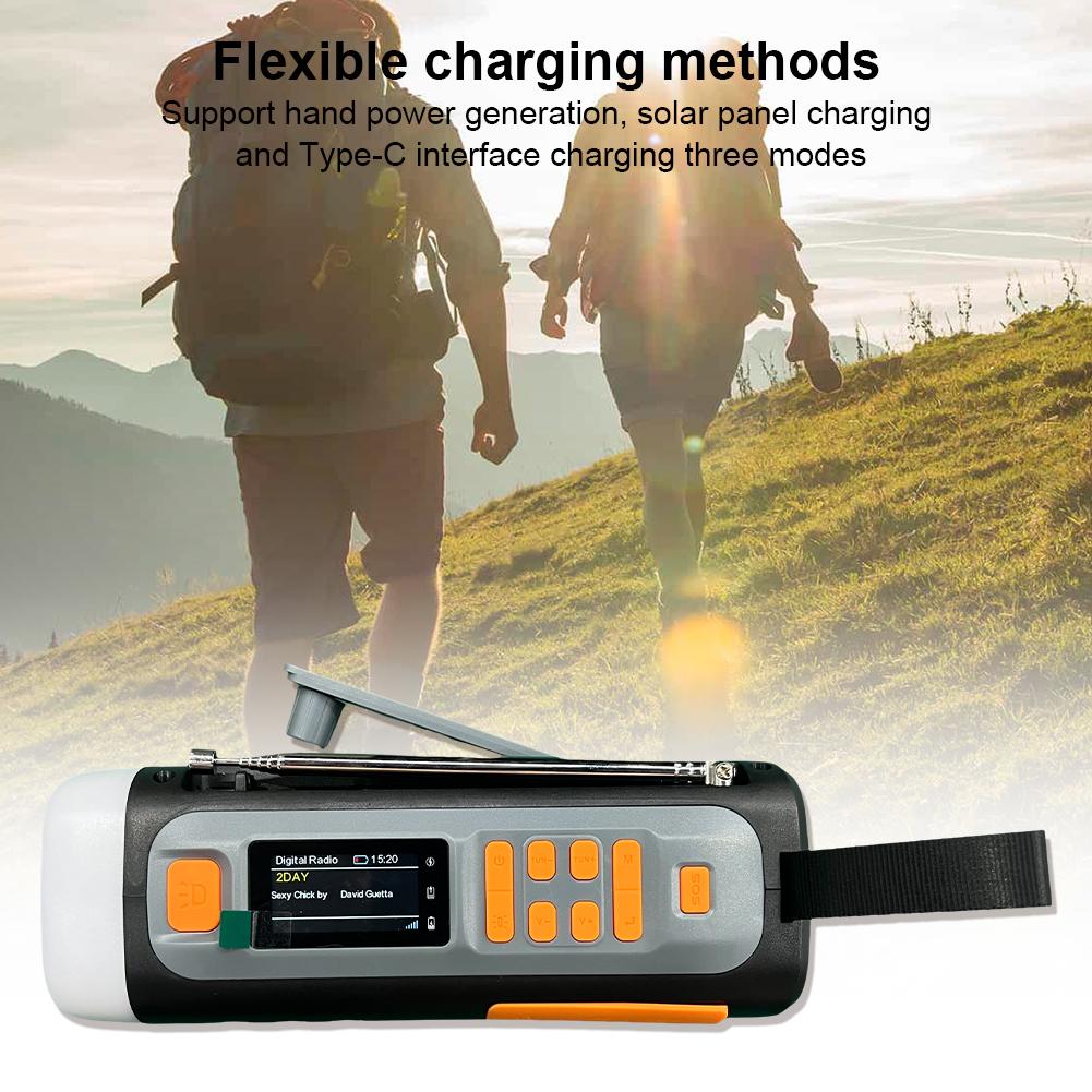Portable DAB FM Radio Solar Hand Crank Radio with Flashlight Bluetooth Speaker Rechargeable Emergency Weather Survival Radio