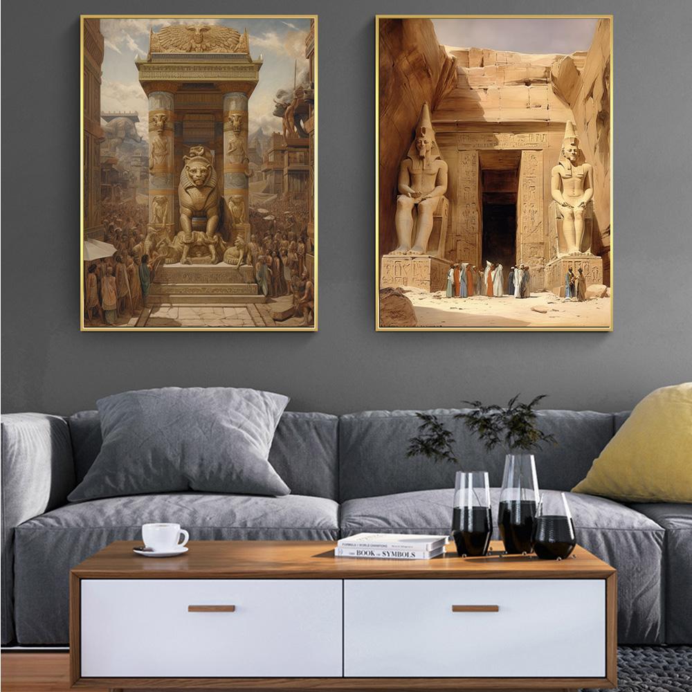 Ancient Egyptian Building Pyramid Prints Poster Canvas Painting Modern Wall Art Pictures For Living Room Bedroom Home Decoration