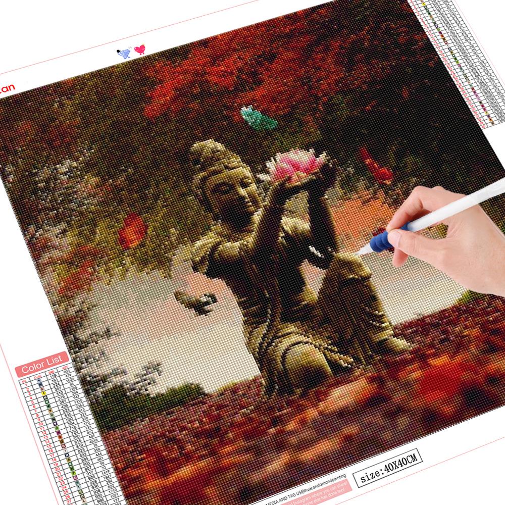 

HUACAN полная алмазная мозаика вышивка Будда дзен рукоделие ремесло подарок DIY 5D Религия серия алмазная живопись вышивка крестом Full Square 40*40 cm