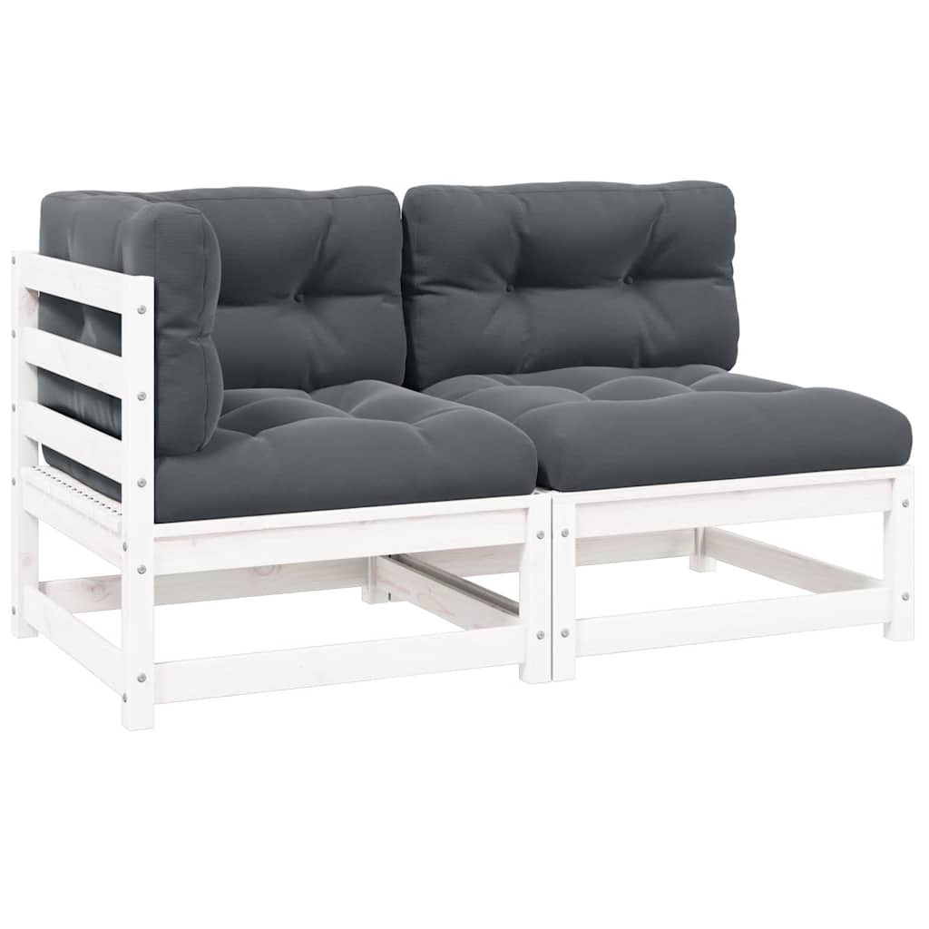 vidaXL 2-part. Garden Lounge Set with Cushions White Solid Pine