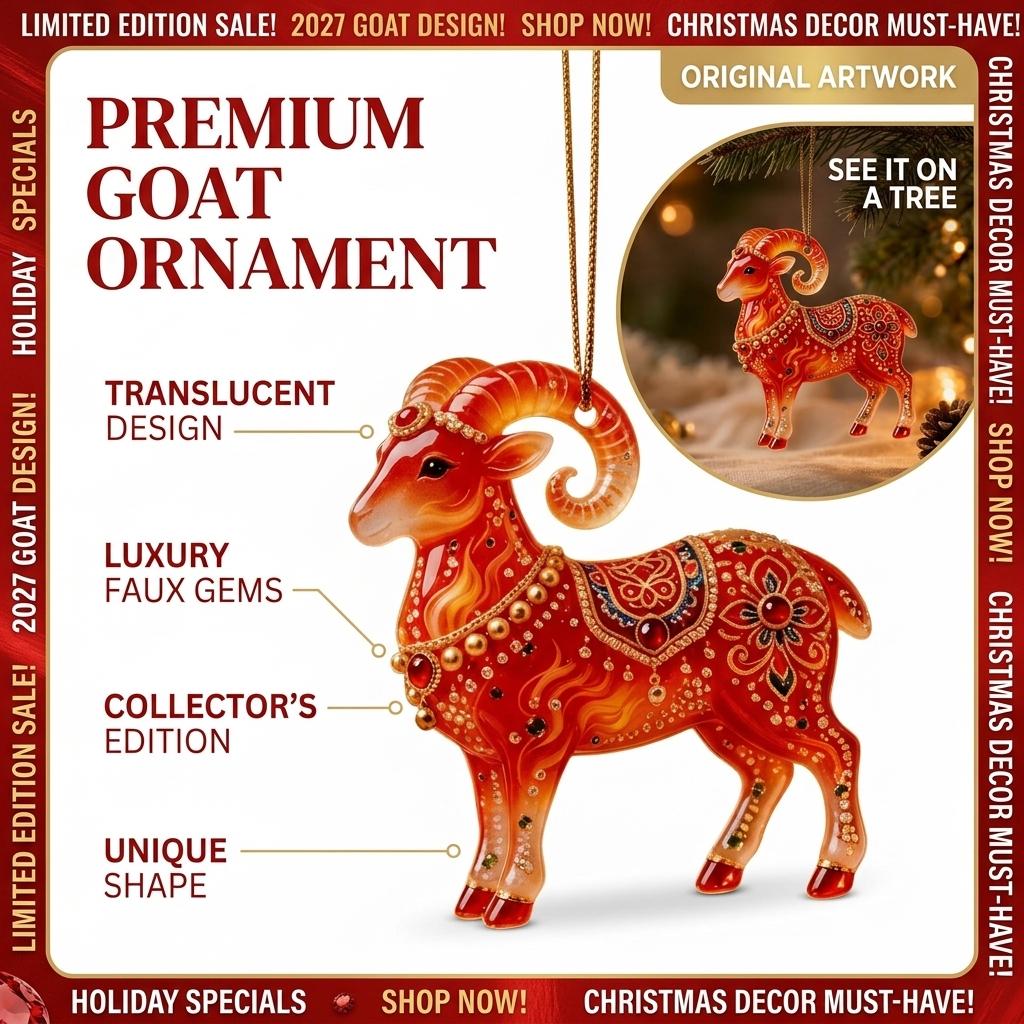 2D Flat Goat Hanging Ornament Acrylic Artificial Rhinestone Goat Pendant Simulation Shining Christmas Tree Ornament
