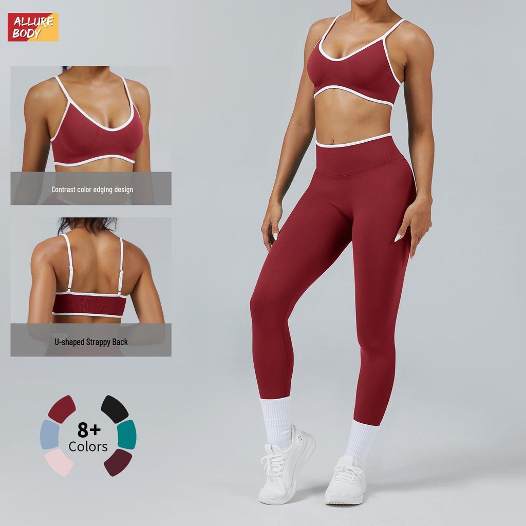 Colorblock Cross-Strap Shockproof Sports Bra for Yoga and Outdoor Fitness