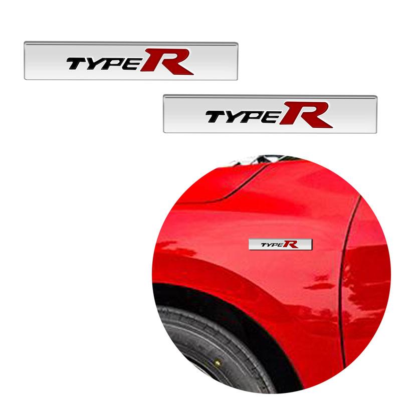 2pcs Car Styling Small Metal Type R Typer Logo Car Body Side Fender Sticker Emblem Badge For Honda Odyssey Accord Civic CRV Jazz