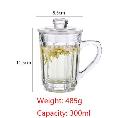 Glass Tea Cup Flower Clear Lead-Free Coffee Mugs with Handle and Lid Tea Cup for Women Birthday Valentines Wedding Gifts