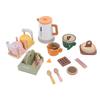 Wooden Tea Party Set Toys for Little Girls Educational Toddler Tea Set with Cups Spoon Kettle Rack Coffee Pieces