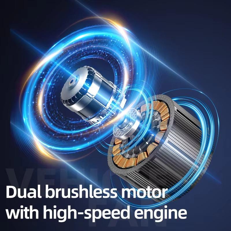 Professional Dual Head Vehicle Fan High Velocity Wind 360° Rotation Adjustable 5V/12V/24V Compatible All Automobiles Models