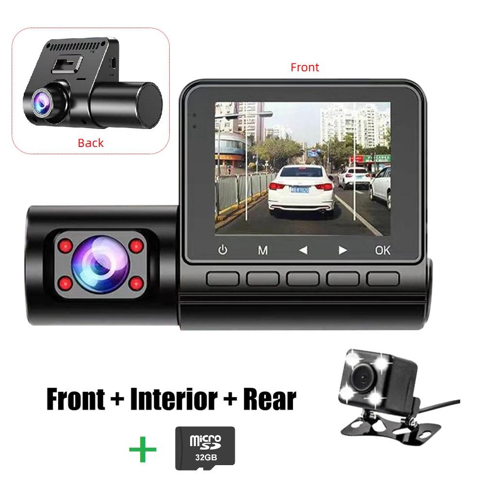 2/3 Channel Car DVR Three-Lens Inside Vehicle Camera Recorder Video HD1080P Dashcam Loop Recording Car Charge