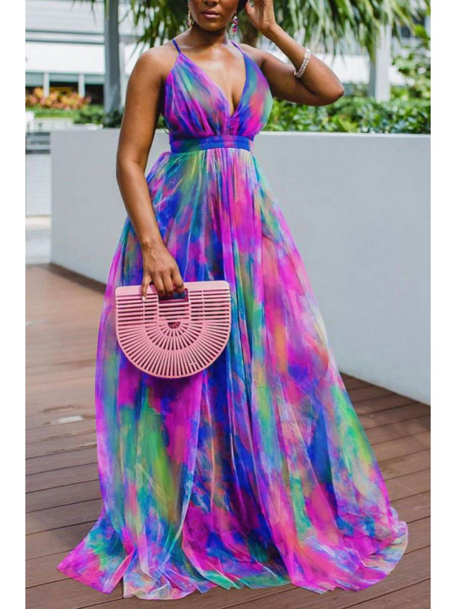 

2021 Весна/Лето Европейское и Американское Большое Сетчатое Платье - Плюс Размер Женщин Пригородный Стиль 5XL фиолетовый