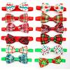 Pet Christmas Grid Bow Tie Adjustable Dog Cat Bowtie Collar Accessories For Small Dog Cat Festival Party Decoration Gift 10pcs