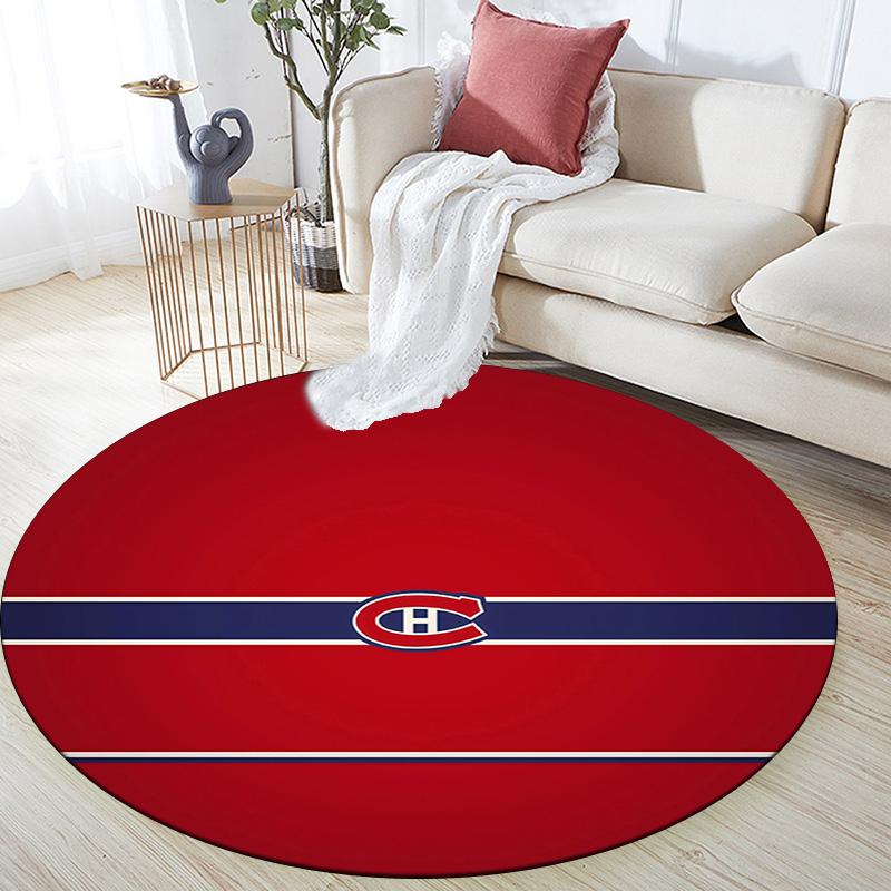 Tappeto Rotondo Montreal Canadiens, Tappeto per Soggiorno Camera da Letto Divano Sala Giochi Decorazione, Tappetino Antiscivolo