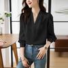 2026 Spring Women's High-End V-Neck Satin Chiffon Shirt - Elegant Mature Style for Autumn Commute