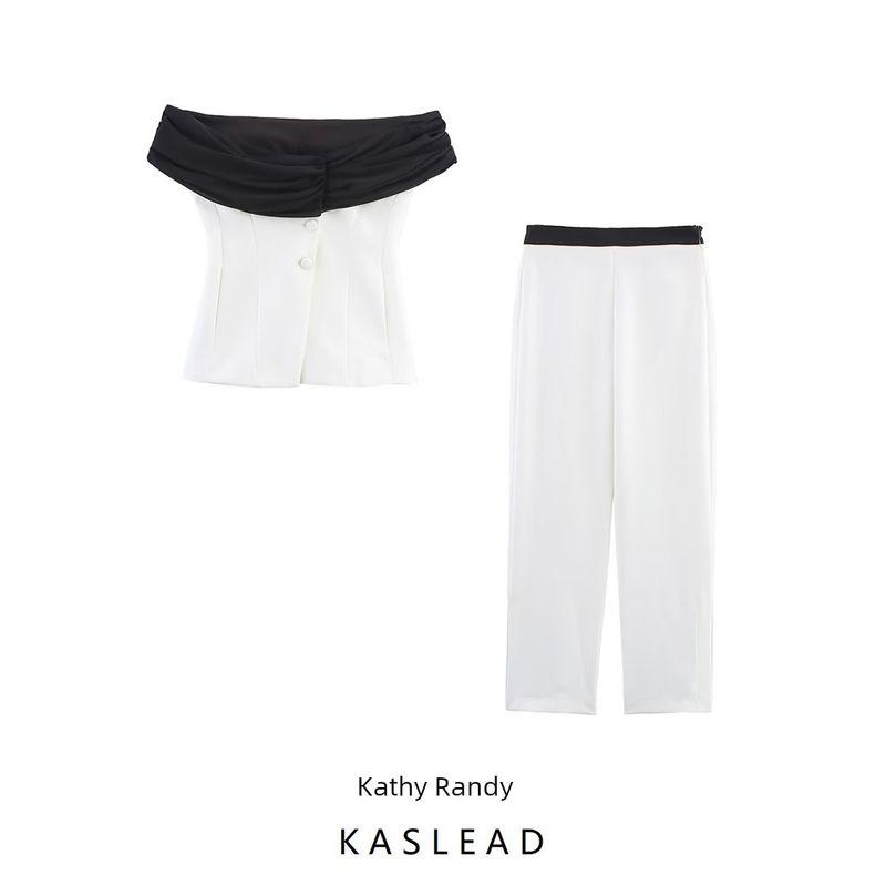 Kaslead New Women clothes Western Style Patchwork Corset Top Trousers 3327597 3329597