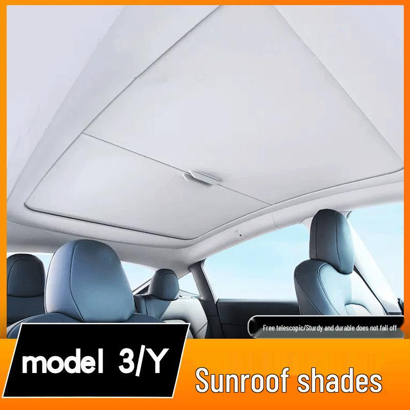 Tesla Model Y/3 Sunroof Sunshade - Refresh Version Heat Insulation Curtain Model 3 Shaft Style Retractable Sunroof Curtain