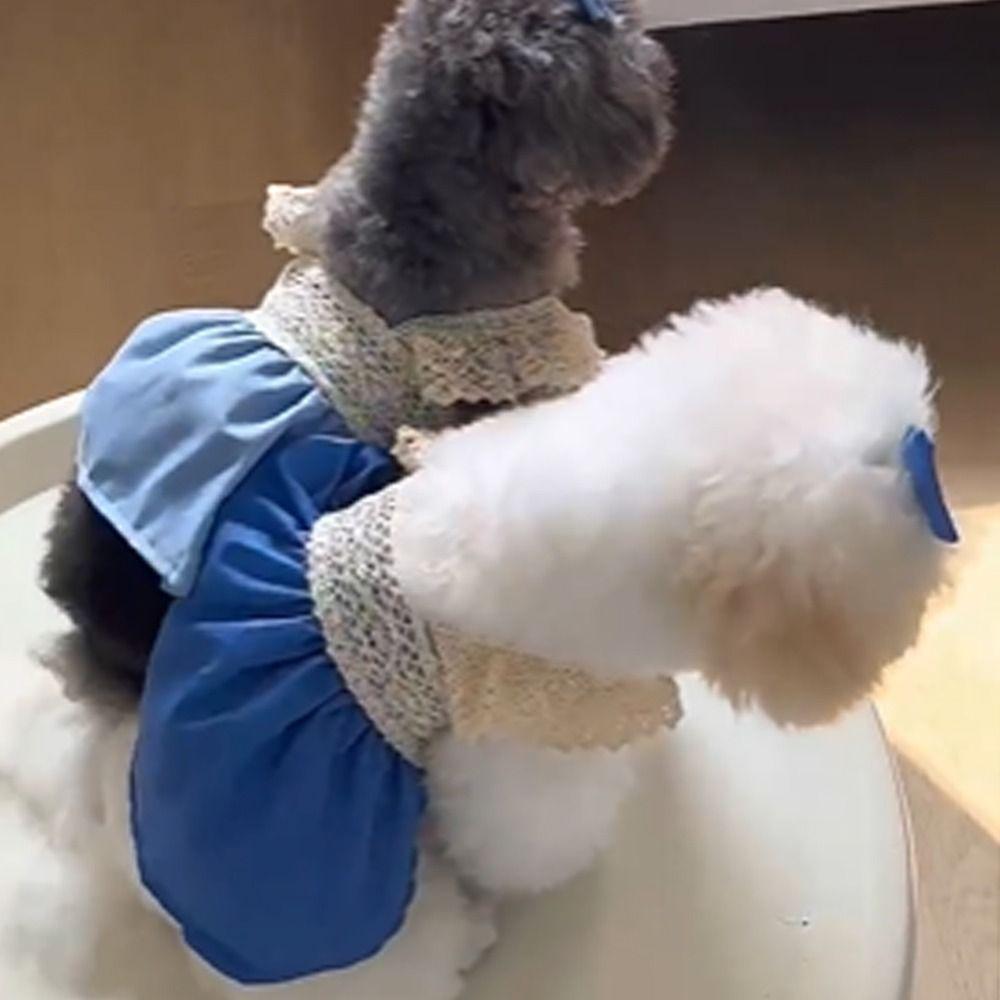 Lace Pet Clothes Breathable Dog Vest Fashion Pet Lace Denim Dress  Kittens