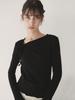Ed Mang Wool Tencel Ribbon Shirred Top - Black