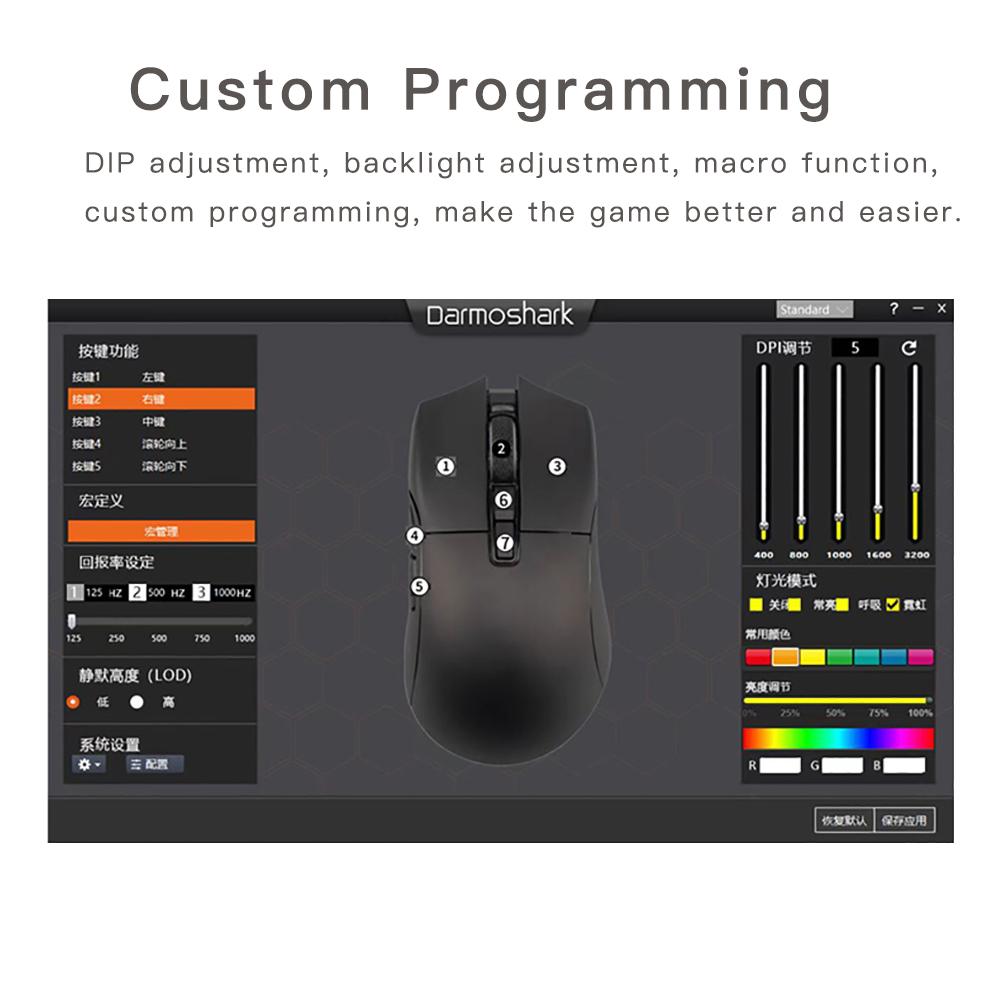 Motospeed Darmoshark N3 Bluetooth Wireless Esports Gaming Mouse Optical PAM3395 Computer Mouse 26000DPI 7 Buttons For Laptop