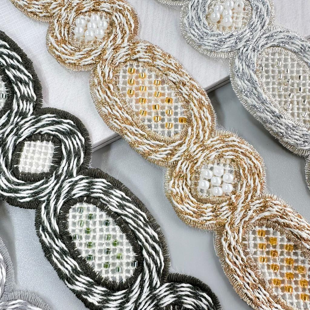 3.5Cm Cotton Thread Woven Hollow Beads Barcode Clothing Window Decoration Hair Accessories Home Diy Decorative Lace Accessories