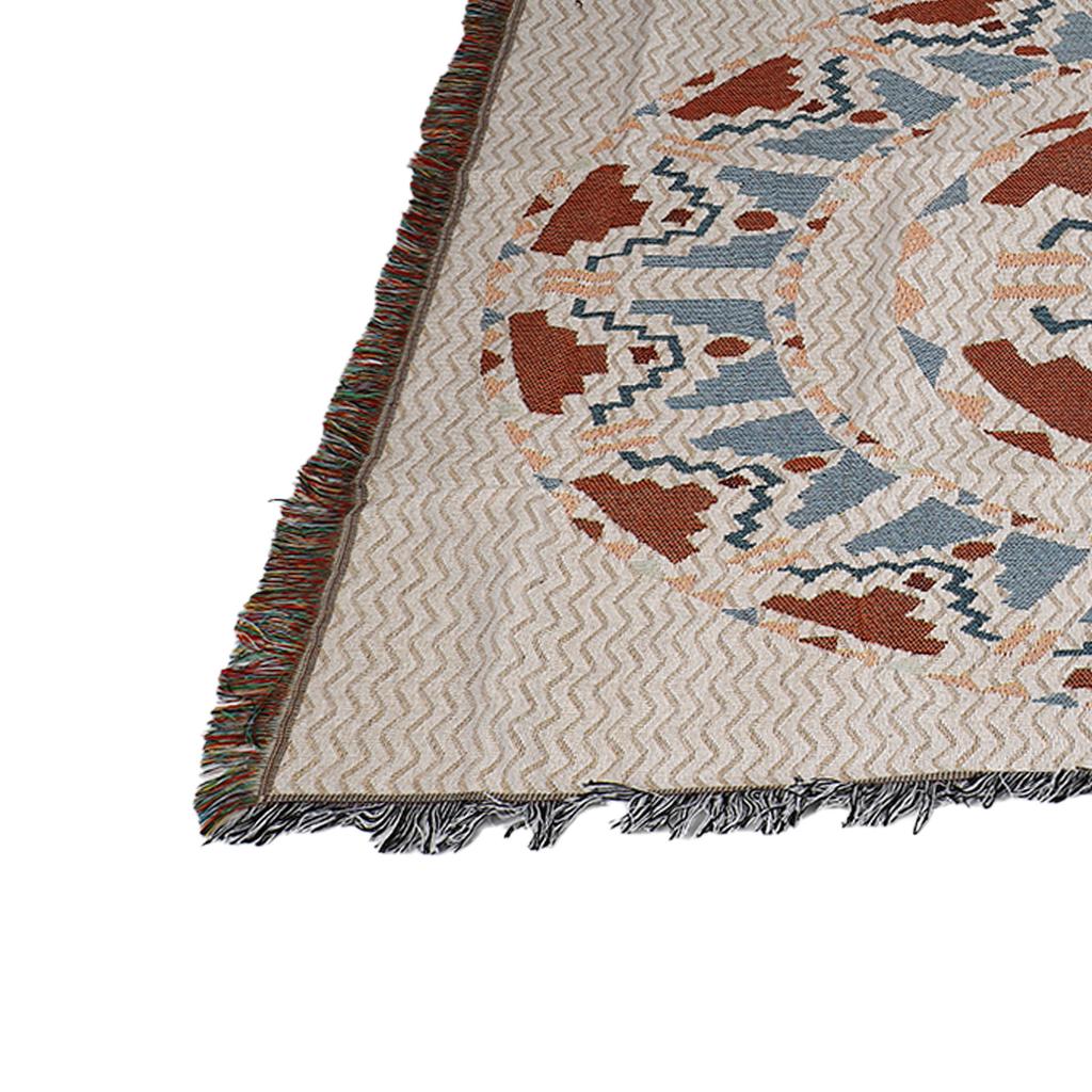 Vintage Sofa Towel Tablecloth Double Layer 2 Colors 4 Sided Tassels Rectangle Tassel Tablecloth for