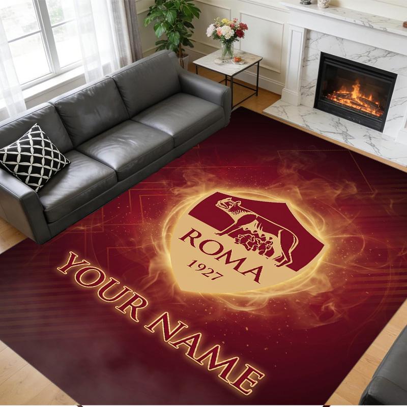 Crystal Velvet Rug Custom Name Text, Soft Non Slip Floor Mat Home DecorAS Roma