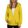 Women's Fashionable Loose Fleece Hooded Casual Cardigan With Zipper Sweatshirt