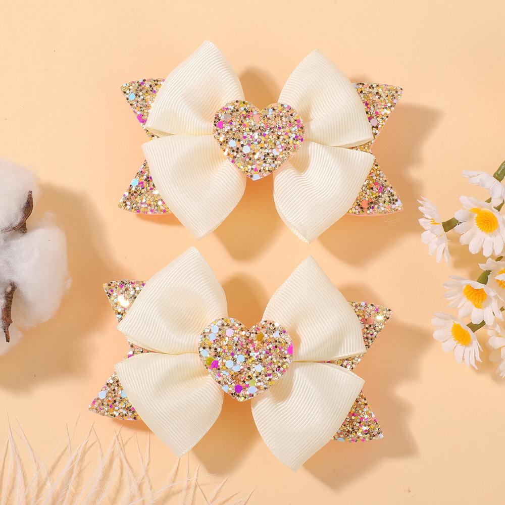 Girls Headgear Love Hair Accessories Cute Girls Hairpin Card Pink Polka Dot Bow Cartoon Hairpin 5289