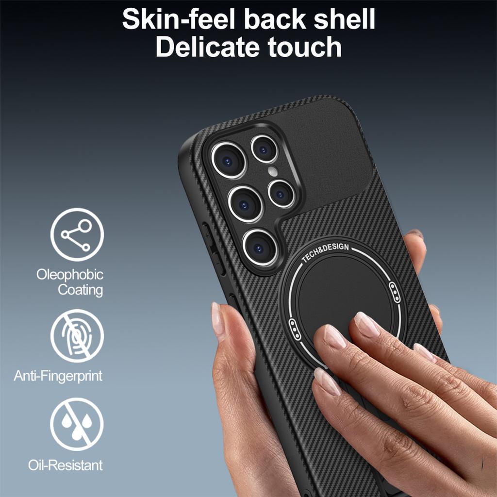 Carbon Fiber Textured Mobile Phone Case Suitable for Samsung S25ULTRA Magnetic Bracket A26 A17 High End S24FE