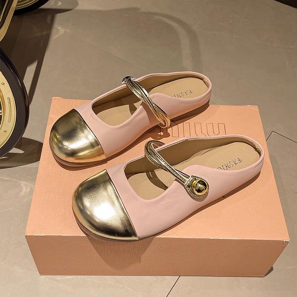 Fashion Female Shoes Slippers Flat Mules For Women 2025 Shallow Slides Cover Toe New Mary Janes Bling Mules For Women 2025 Female Shoes